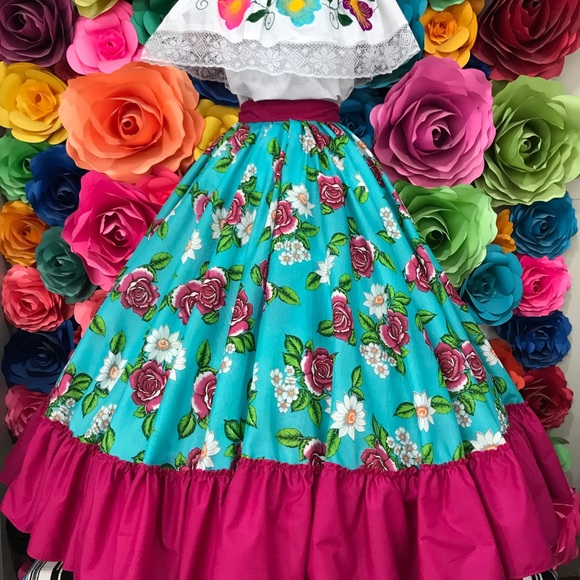 Mexican skirt handmade beautiful -Frida Khalo style- woman’s boho coco theme - Picture 2 of 7